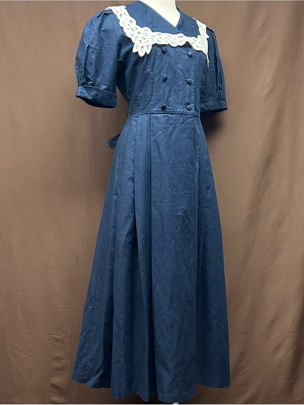 90s button down midi linen dress